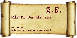 Réfi Benjámin névjegykártya